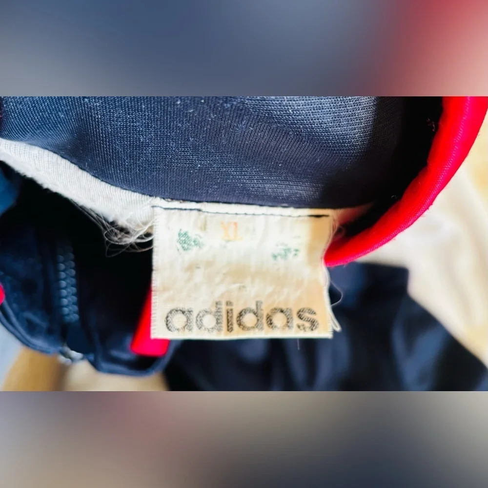 Vintage Y2K Adidas Full Zip Front Track Suit Jacket Red, White, Blue Size; 2XL